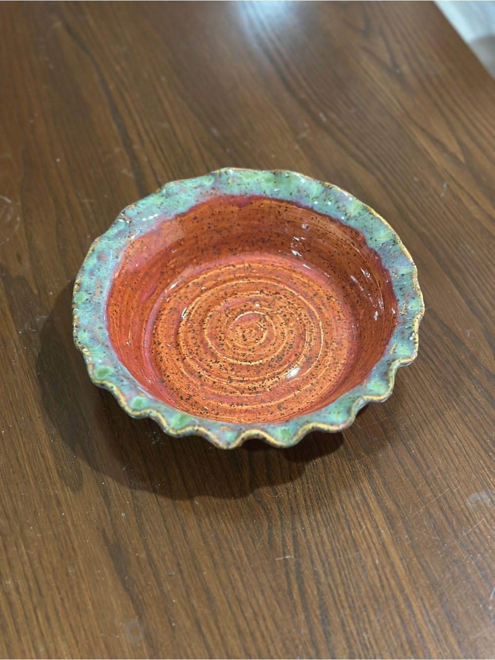 Handcrafted Red and Green Ceramic Decorative Bowl